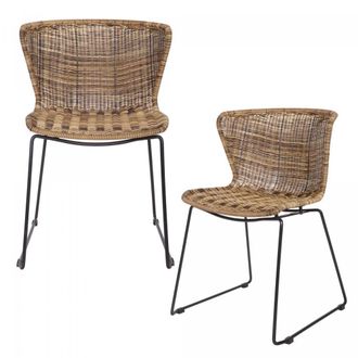 Woood Sillas de mimbre marr&oacute;n