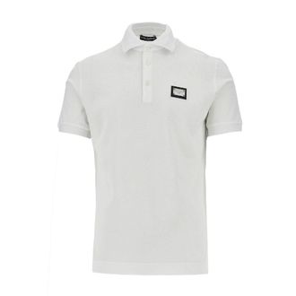 Dolce & Gabbana Piquet polo shirt with logo plate Man 46