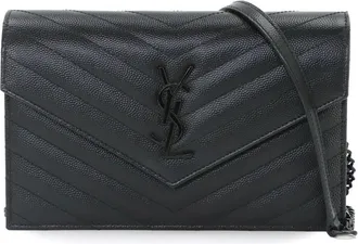 Saint Laurent Black Leather Chain/Shoulder Wallet (Pre-Owned)
