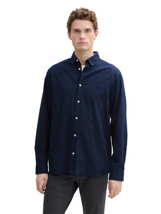 Tom Tailor Langarmhemd TOM TAILOR, Herren, Gr. M, N-Gr, blau (sky captain blau), Obermaterial: 100% Baumwolle, unifarben, regular fit Po-bedeckend, Manschette, H