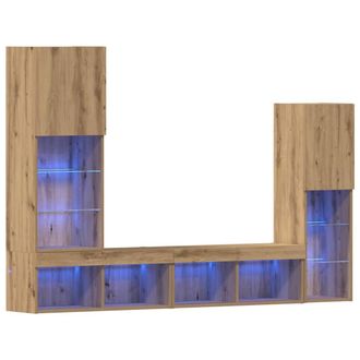 Berkfield Home TV Cabinet with LED Lights Artisan Oak 40.5x30x102 cm in Brown