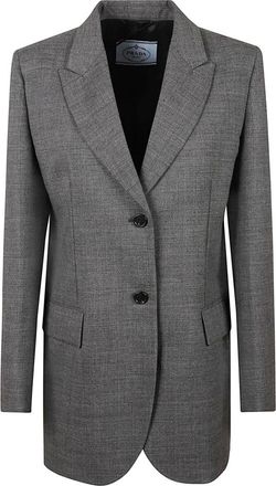 Prada Driekslogo Wol Blazer - Dames - Jassen - Grijs - Maat: XS Wol