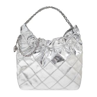 Tory Burch Tory Burch, Handbags, female, Gray, Size: ONE SIZE Mini Fleming Metallic Hobo Bag