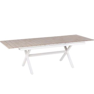 Beliani Beliani - Tavolo da giardino allungabile 184/242 x 90 cm Alluminio Arredo esterno legno chiaro e Bianco Fanes