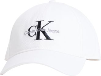 Calvin Klein Jeans Baseball Cap CALVIN KLEIN JEANS MONO LOGO EMBRO CAP, Herren, weiss (hellwei&szlig;), Stoff, Baumwolle, unifarben, Caps Baseball Cap, mit Logostickerei