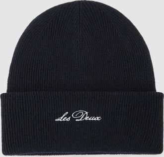 Les Deux Les - Les Dark Navy Wayne Embroidered Beanie