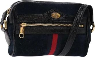 Gucci Pre-owned Cross Body Bags, female, Blue, Size: ONE SIZE Pre-owned Vintage Suede Crossbody Bag