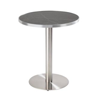 Oviala Mesa de comedor 60 cm tapa de m&aacute;rmol negro/plata y pata plateada