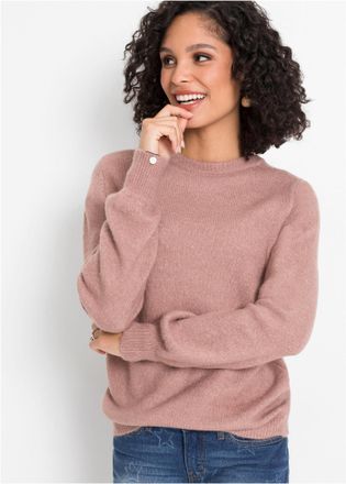 Bonprix Strickpullover BONPRIX, Damen, Gr. 32/34 (XS), rosa (rosenholz meliert), Obermaterial: 61% Polyacryl, 25% Polyester, 11% Polyamid, 3% Elasthan, loose 