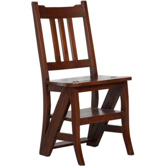 Biscottini International Silla Escala De Madera Maciza De Caoba Acabado Con Efecto Nogal 44x38x90 Cm