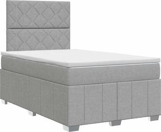 vidaXL Cama Box Spring Con Colch&oacute;n Gris Claro 120 X 190 Cm Tela Vidaxl