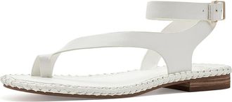 Vince Camuto Libahs Ankle Strap Toe Loop Flat Sandals Womens Sandals Bianco : 7.5 M, Leather