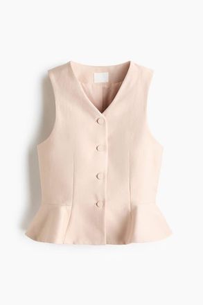 H&M V-neck Peplum Waistcoat in Light Beige at Nordstrom, Size Xx-Large