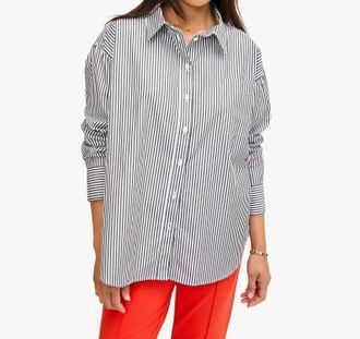 Clare Vivier Emilette Oversized Shirt In Midnight & Cream