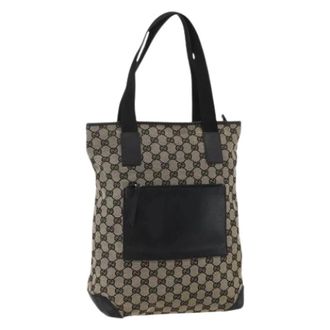 Gucci Pre-owned Tote Bags, female, Beige, Size: ONE SIZE Pre-owned Vintage GG Canvas Tote Bag