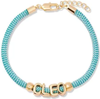 Brook & York Breezy Name Bracelet in Gold/teal at Nordstrom