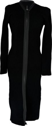Tom Ford Zip-Up Waffle-Knit Midi Dress in Black Viscose