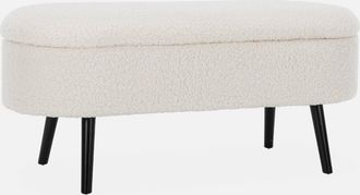 Sweeek Banco De Arc&oacute;n, Extremo De La Cama Con Revestimiento De Borreguito, Sherpa, Crudo, 112x44x50 Cm