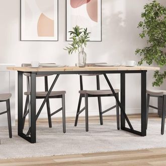 Berkfield Home Dining Table O-Frame 140x80x75.5 cm Solid Wood Pine & Steel in Brown