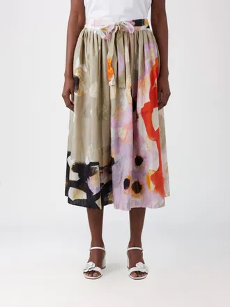Daniela Gregis Draped A-Line Floral-Pattern Cotton Midi Skirt