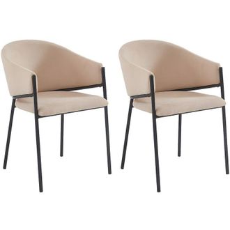 Vente-Unique Pascal Morabito - Sedia con braccioli in Tessuto e Metallo Beige - Lotto di 2 - ordida di