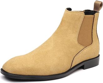 Generic Mens Chelsea Boots Faux Suede Casual Dress Boots for Men Slip-On Ankle Boots Stylish Comfortable PU Leather Shoes for Business, Work, Party, or Daily 