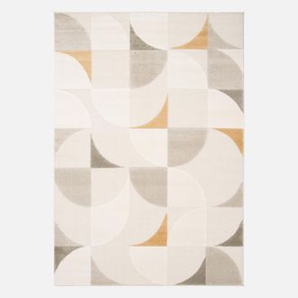 Sweeek Sweeek - Alfombra Interior Con Motivos Retro En Color Crema, Jon, 230x160x0.9 Cm