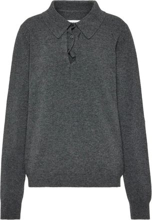 Maison Margiela Grey Solid Shirt Collar Sweater