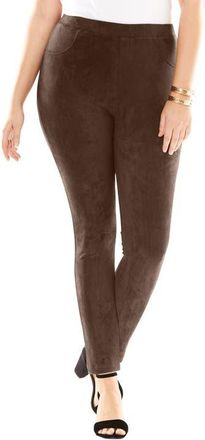 Roaman's Faux Suede Legging in Chocolate at Nordstrom, Size 6X
