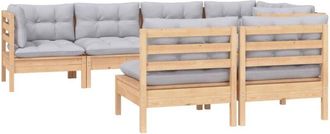 vidaXL Juego De Muebles De Jard&iacute;n 7 Pzas Y Cojines Madera Maciza Pino Vidaxl