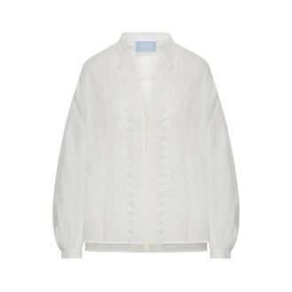 Seafarer Blouses, female, White, Size: L Lace Insert Blouse