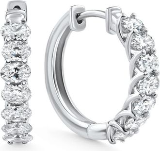 Pompeii3 1 - 5 Ct Oval Diamond Hoops 14k Gold Lab Grown Womens Earrings