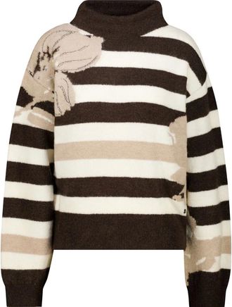 Monari Maglione in Maglia di Viscosa a Righe - - Knitwear - Donna - Marrone - 3XL