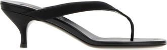 Miu Miu Black Black satin thong slippers