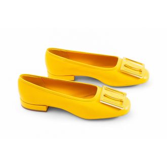 Ferragamo Leather Ballet Ballet Flat - Yellow