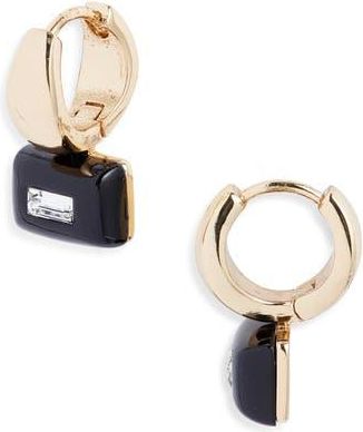 Nordstrom Crystal Drop Earrings in Black- Gold at Nordstrom Rack