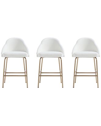 Manhattan Comfort Set of 3 Gracie Modern Leatherette Counter Stools with Steel Legs