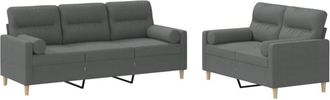 vidaXL Vidaxl - Juego De Sof&aacute;s Con Cojines 2 Piezas Tela Gris Oscuro