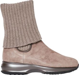 Hogan Schoenen, Dames, Beige, 36 EU, Su&egrave;de, Interactive su&egrave;de enkellaarsjes