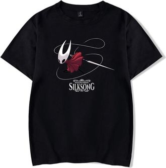 Generic Hollow Knight Silksong Merch T-Shirt Unisex Short Sleeve Crewneck Tee Casual Fashion Tops (Black,XL)