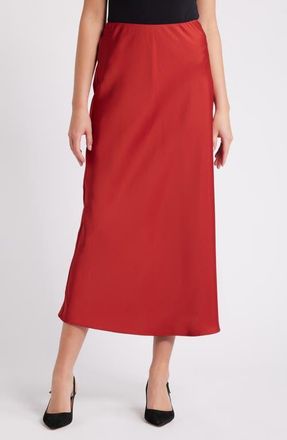Tahari by ASL Bias Satin Maxi Skirt in Brick at Nordstrom, Size 12