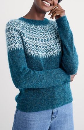 Seasalt Cornwall Spruce Frost Fair Isle Wool & Mohair Blend Sweater in Knit Hellebore Shore Limestone at Nordstrom, Size 10 Us