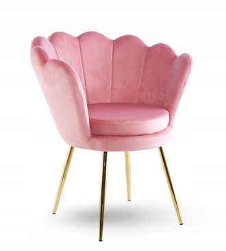 OEM Elegante Sill&oacute;n De Terciopelo Rosa Sobre Estructura Dorada Para La Sala De Estar