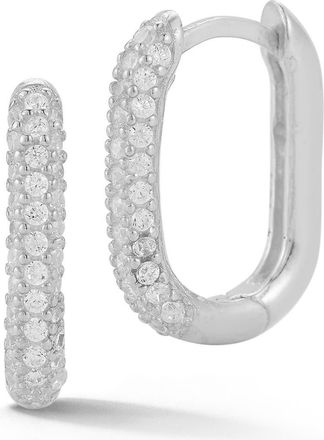 Glaze Jewelry Pav&eacute; Oval Hoop Earrings in Silver at Nordstrom Rack