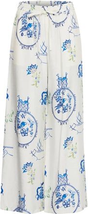 Ichi Wide Broeken - Dames - Wijde Broeken - Wit - XL - Broeken