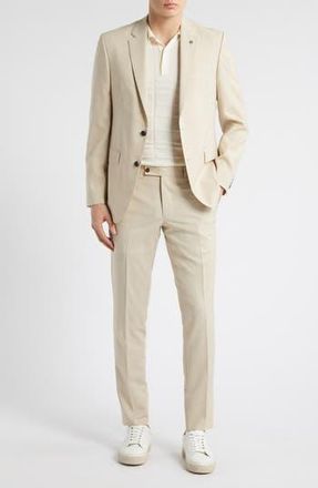 AllSaints Ross Slim Fit Solid Tan Wool Blend Suit in Sand at Nordstrom Rack, Size 38 Regular