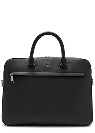 BOSS Boss Logo Grained Leather Briefcase - Black - One Size