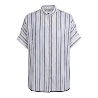 ottod'Ame Shirts, female, Multicolor, Size: XS Korean-collar Striped Shirt