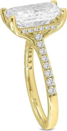 LuvMyJewelry Maia 14K Gold Radiant Cut Lab Grown Diamond Hidden Halo Engagement Ring - 5.46 Ct