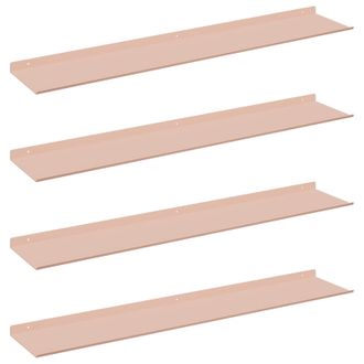 vidaXL Estante Flotante 4 Pcs Rosa 100 X 18 X 2,5 Cm Acero Vidaxl